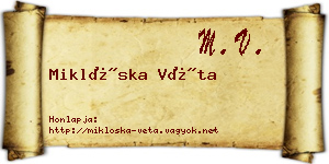 Miklóska Véta névjegykártya